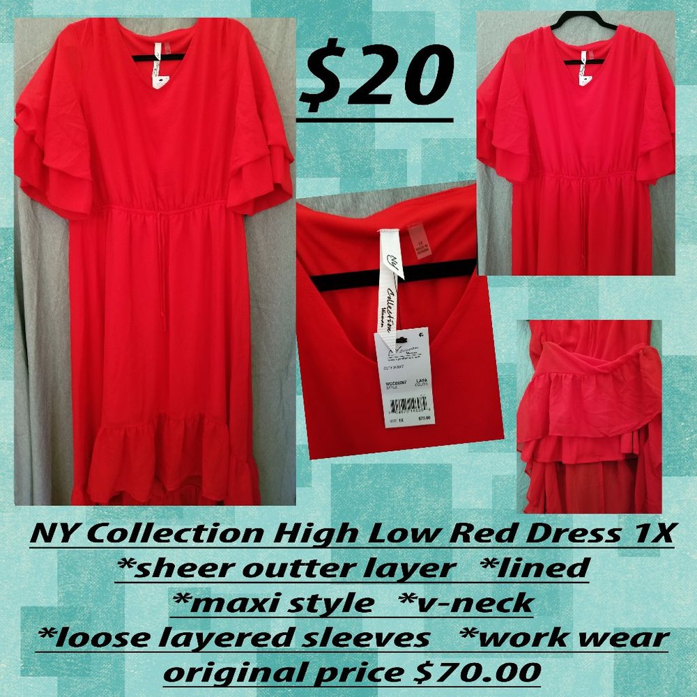 High-Low Red Sheer Dress 1X